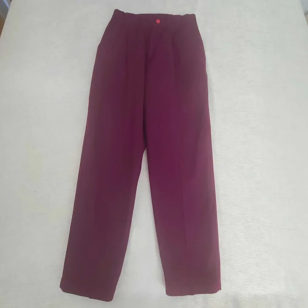 Fundamental Things Petites Vintage Wool pleated pants burgundy Size 4 Preppy - Picture 3 of 7